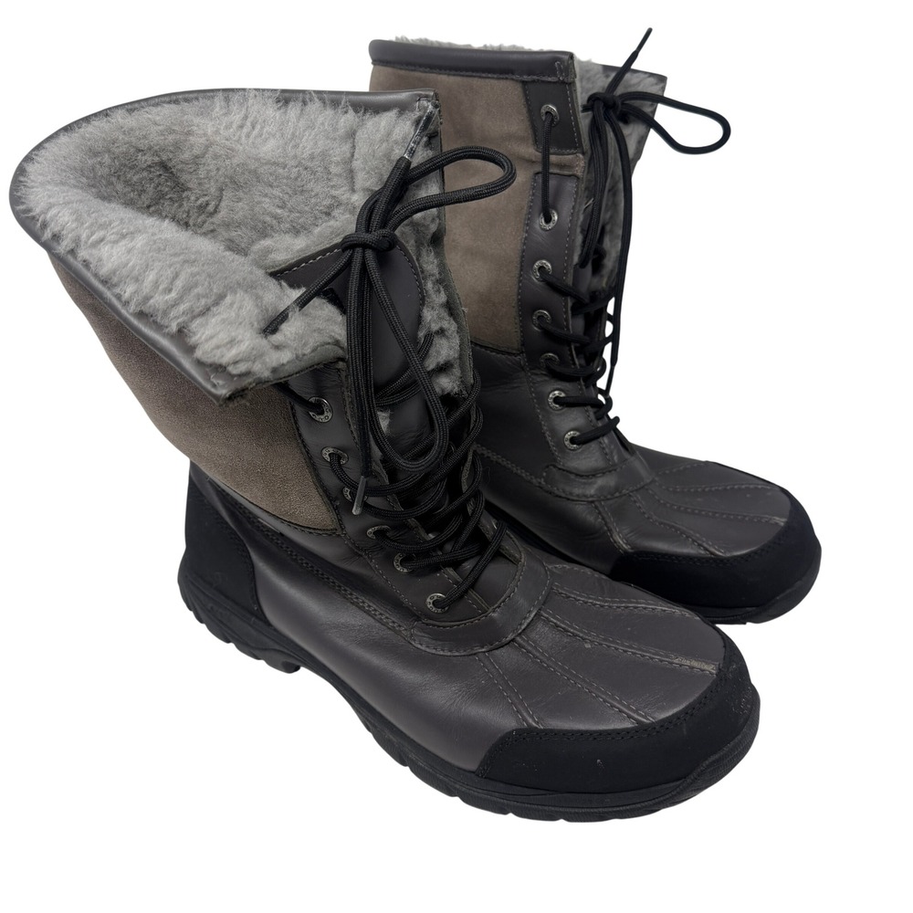 UGG Adirondack Tall Boot Mens 12 Grey Excellent Waterproof Vibram Suede Leather